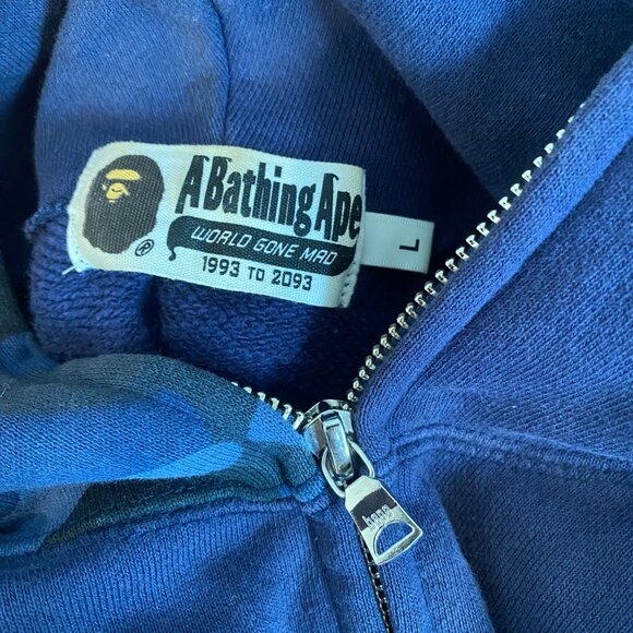 Bape Blue Bape Camo Tiger FUNTHERA MILITIA Sz L A Bathing Ape authentic Japan - Picture 7 of 8